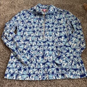 Lilly Pulitzer Blue and White Elephant Print Jacket